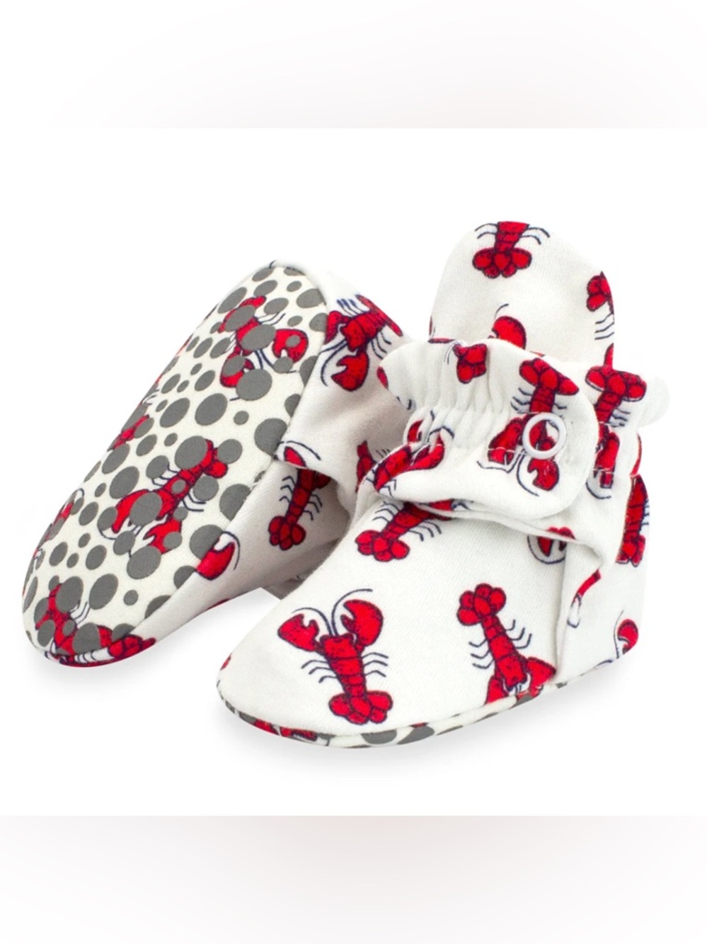 Zutano Lobster Organic Cotton Gripper Baby Bootie, 3m